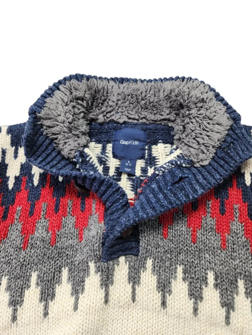 Gap Kids Pullover Knit Sweater Size S(6/7) Fair Isle Mountain Christmas Pattern